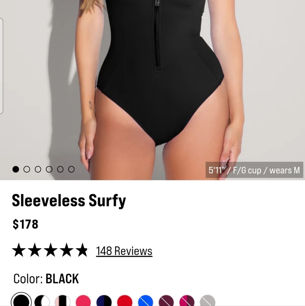 Black Zip Swim One Piece, TA3 Surfy Swimsuit, TA3 Sleeveless Surfy Swimsuit - Picture 5 of 8